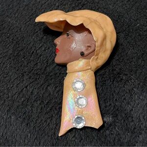 Rare Unique One of a Kind Elegant Tan and Gold Brooch